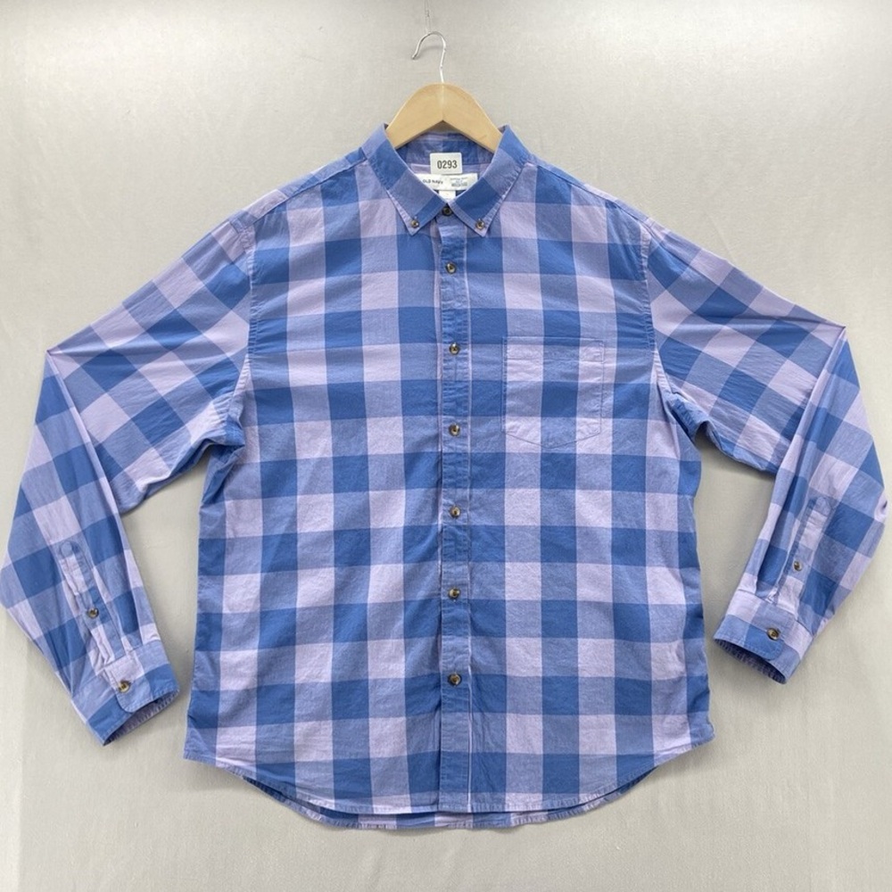 Old Navy Blue and Purple Plaid Men's Shirt